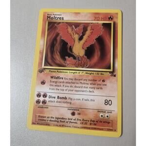 Moltres Basic Pokemon Card 70 HP 27/62 1st Edition